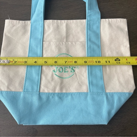 Trader Joes Mini Canvas Tote Bag Blue Green Logo NWT Limited Edition - Picture 3 of 8